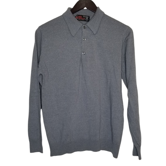 John Smedley Other - John Smedley Made in Great Britain Gray Pure Wool polo Button Sweater Sz L